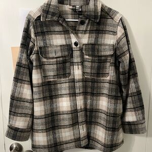 Divided Monochrome Plaid Varsity Jacket
